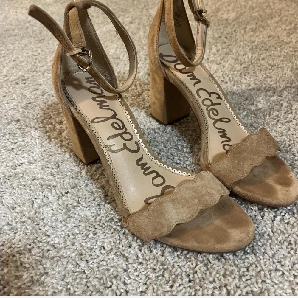 Sam Edelman Beige Suede Block Heels